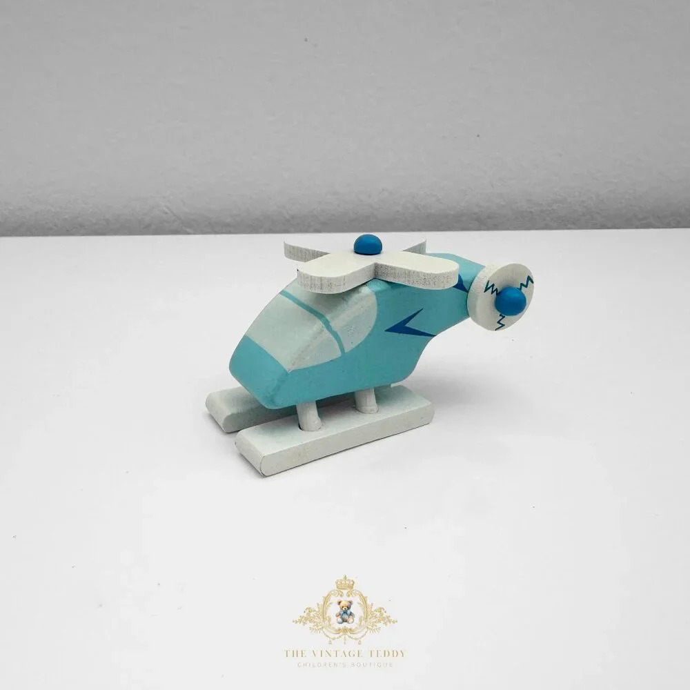 NWT Cute Mini Wooden Chopper Airplane Aqua & Blue Children Wooden Toys Ages 5+